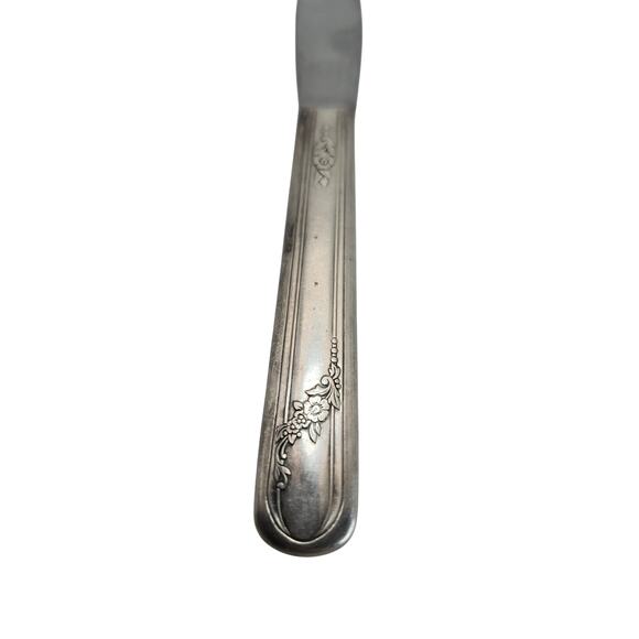 Vtg Tudor Oneida Queen Bess II Stainless Dinner Knife 9in 1946 Floral Pat Design - Picture 5 of 7